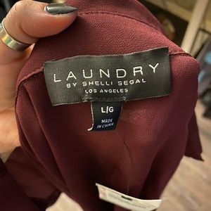 LAUNDRY - see through maroon button up